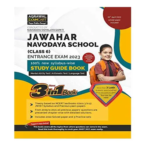 Examcart JNV Class 6 Study Guide Book with New Subject-Wise Syllabus for 2023 Entrance Exam in English