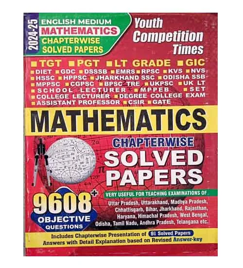 Youth TGT PGT LT Grade GIC 2024-2025 Exam Mathematics Chapterwise Solved Papers 9608+ Objective Questions Book English Medium