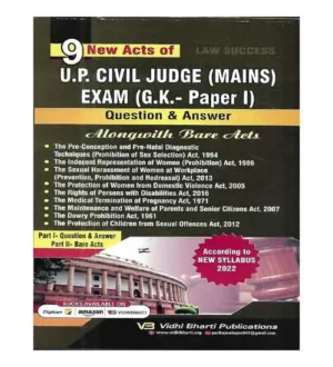 Vidhi Bharti 9 New Acts of UP Civil Judge Mains Exam GK Paper 1 Question and Answer Alongwith Bare Acts Book English Medium