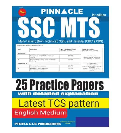 Pinnacle SSC MTS and Havaldar Exam 25 Practice Papers With Detailed Explanation Latest TCS Pattern 1st Edition Book English Medium