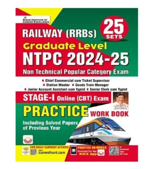 Kiran Railway RRB NTPC Graduate Level 2024-2025 Stage 1 Exam 25 Practice Sets Book English Medium