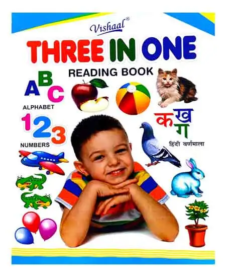 Vishaal Three In One Reading Book Alphabet Numbers Hindi Varnmala And Body Parts