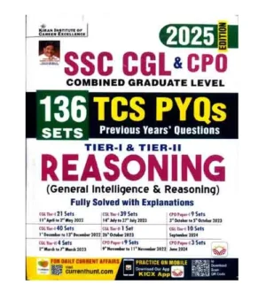 Kiran SSC CGL and CPO Tier 1 and 2 Exam 2025 Reasoning TCS PYQs 136 Sets Book English Medium