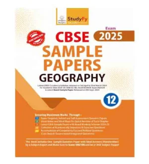 StudyFy CBSE Class 12 Exam 2025 Geography Sample Papers Book English Medium
