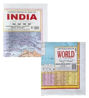 Indian Book Depot India Map and World Map Latest Physical and Political Map 100 x 70 cm Wall Chart Combo Set of 2 English Medium