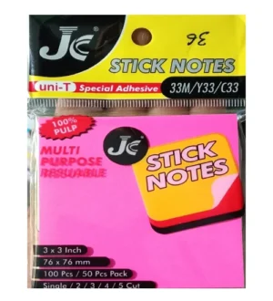 JC Stick Notes Multi Purpose Resuable 3x3 Inch Note Pad Neon Colors Strong Glue for Office School Home