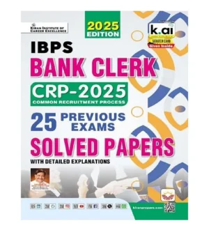 Kiran IBPS Bank Clerk CRP 2025 Exam 25 Previous Exams Solved Papers Book English Medium