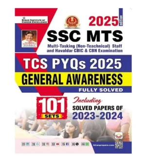 Kiran SSC MTS 2025 Exam TCS PYQs General Awareness Fully Solved 101 Sets Including Solved Papers of 2023-2024 English Medium
